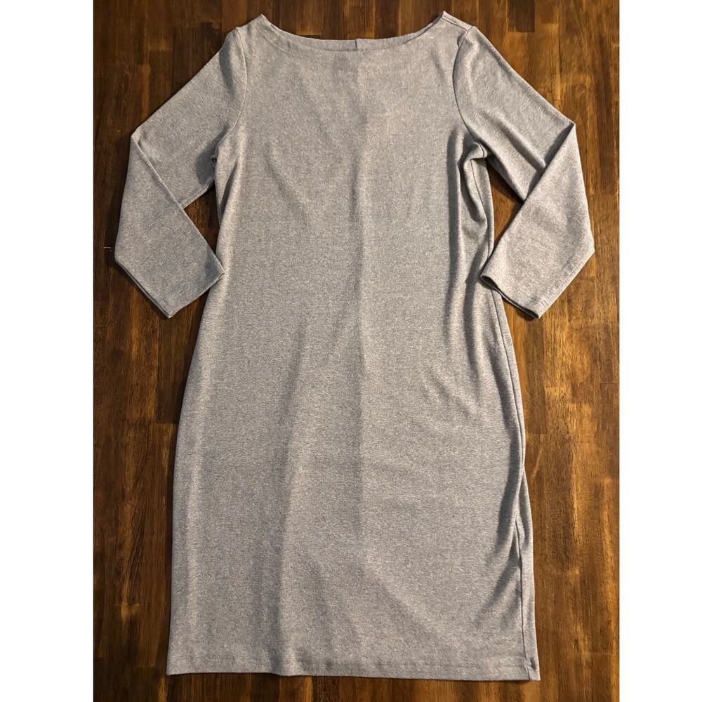 Gap Women’s Large Tall Dress Midi Pima Cotton Blend Knit 3/4 Sleeve Boatneck